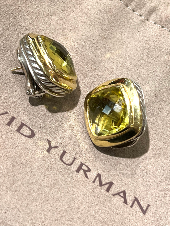 DAVID YURMAN SILVER 18K GOLD LEMON CITRINE ALBION EARRINGS