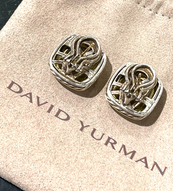 DAVID YURMAN SILVER 18K GOLD LEMON CITRINE ALBION EARRINGS