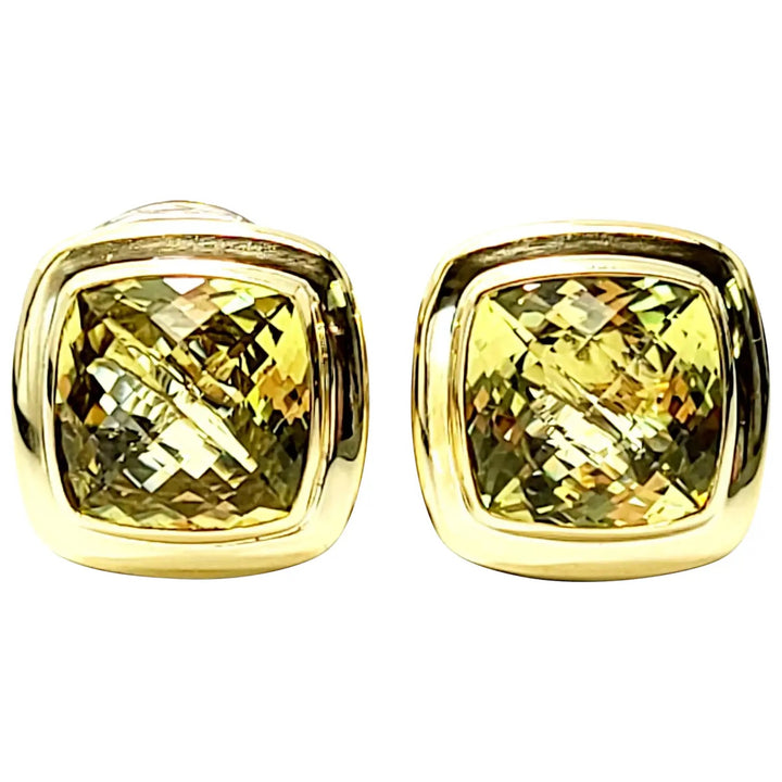 DAVID YURMAN SILVER 18K GOLD LEMON CITRINE ALBION EARRINGS