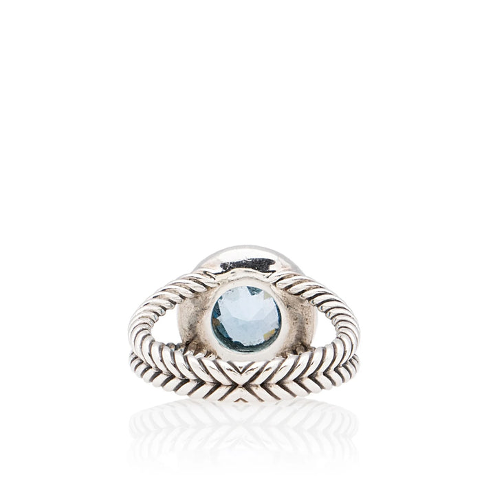 DAVID YURMAN STERLING SILVER BLUE TOPAZ &amp; DIAMOND PETITE CERISE RING