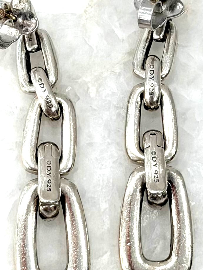 DAVID YURMAN STERLING SILVER DIAMOND MADISON CHAIN DROP EARRING