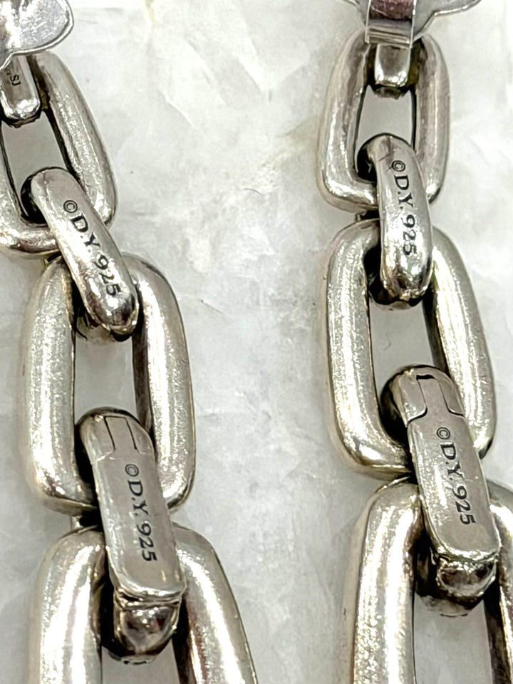 DAVID YURMAN STERLING SILVER DIAMOND MADISON CHAIN DROP EARRING