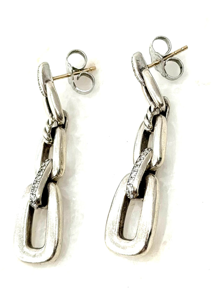 DAVID YURMAN STERLING SILVER DIAMOND MADISON CHAIN DROP EARRING