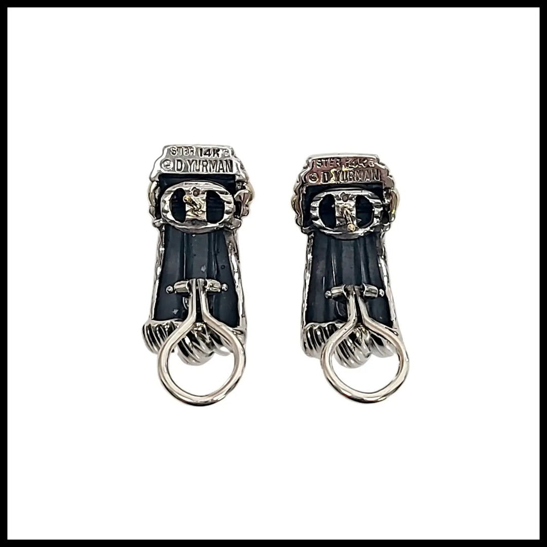 DY STERLING SILVER &amp; 14K YELLOW GOLD TRIPLE CABLE EARRINGS