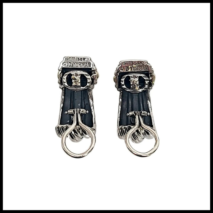 DY STERLING SILVER &amp; 14K YELLOW GOLD TRIPLE CABLE EARRINGS