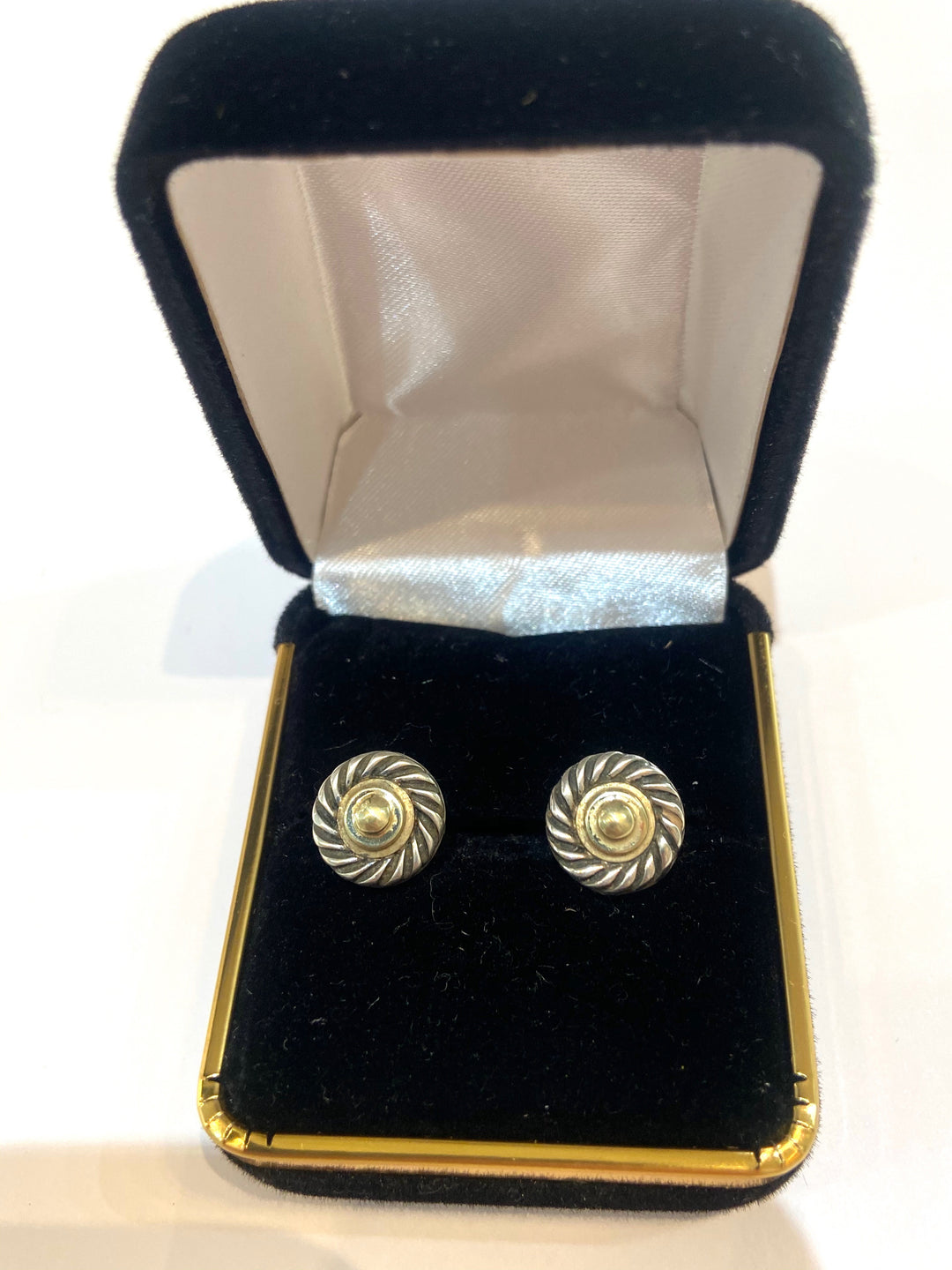 DAVID YURMAN STERLING SILVER &amp; 14K GOLD CABLE CLASSIC STUD EARRINGS