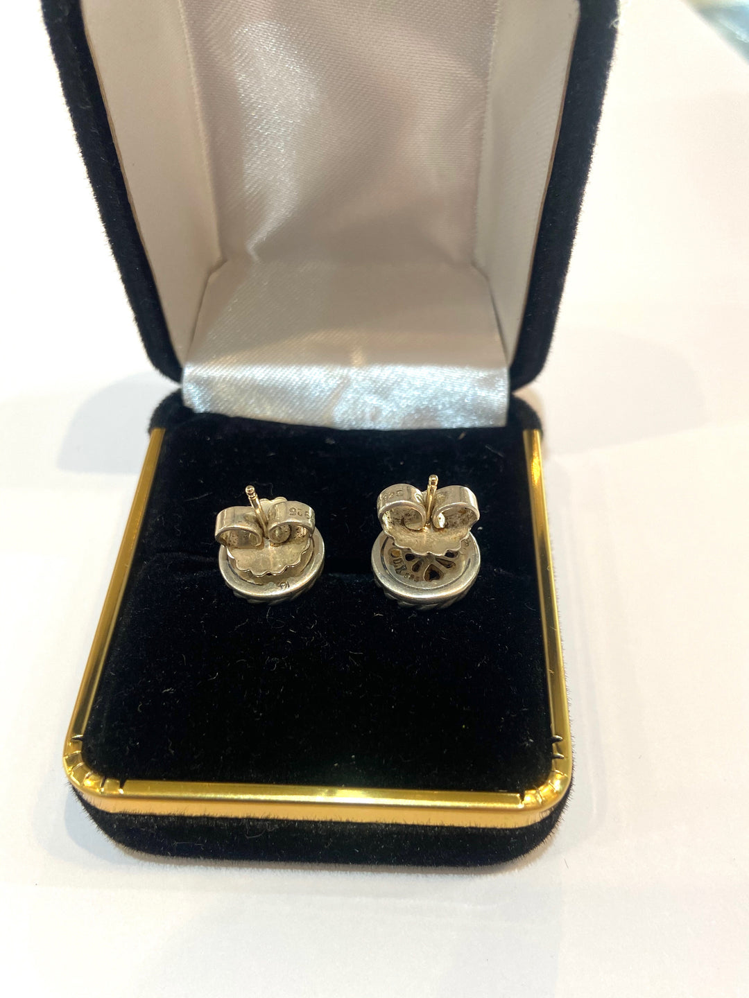 DAVID YURMAN STERLING SILVER &amp; 14K GOLD CABLE CLASSIC STUD EARRINGS