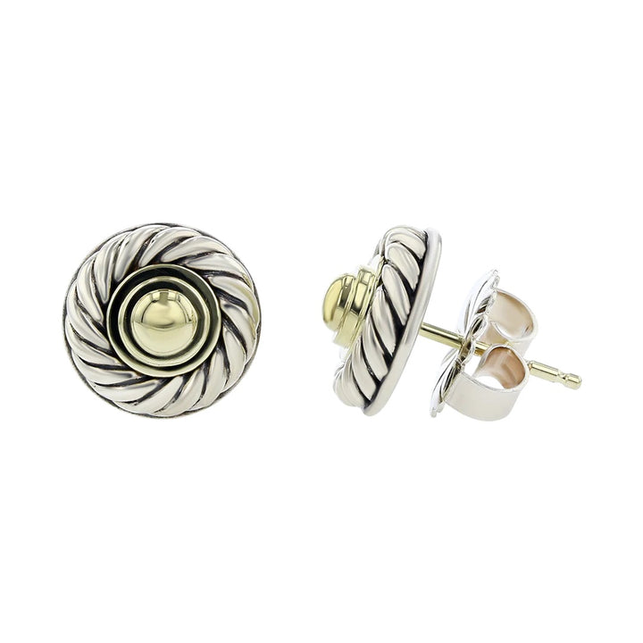 DAVID YURMAN STERLING SILVER &amp; 14K GOLD CABLE CLASSIC STUD EARRINGS