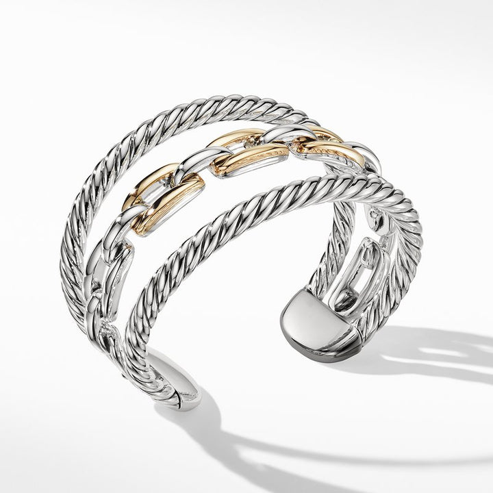 DAVID YURMAN WELLESLEY LINK  SILVER &amp; 18K GOLD MULTISTACK BRACELET