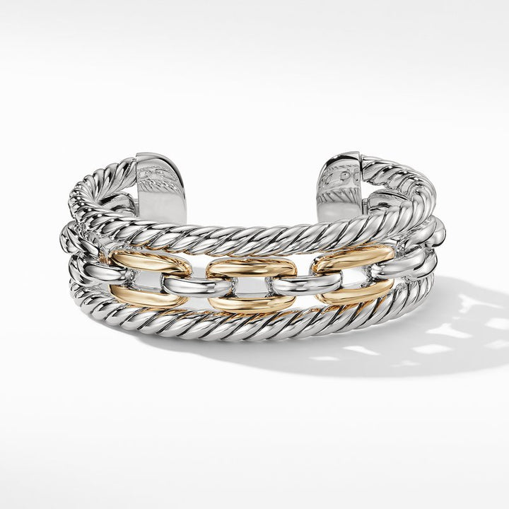DAVID YURMAN WELLESLEY LINK  SILVER &amp; 18K GOLD MULTISTACK BRACELET