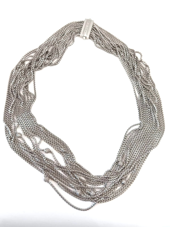 DAVID YURMAN DIAMOND STATION MULTI STRAND STERLING SILVER NECKLACE