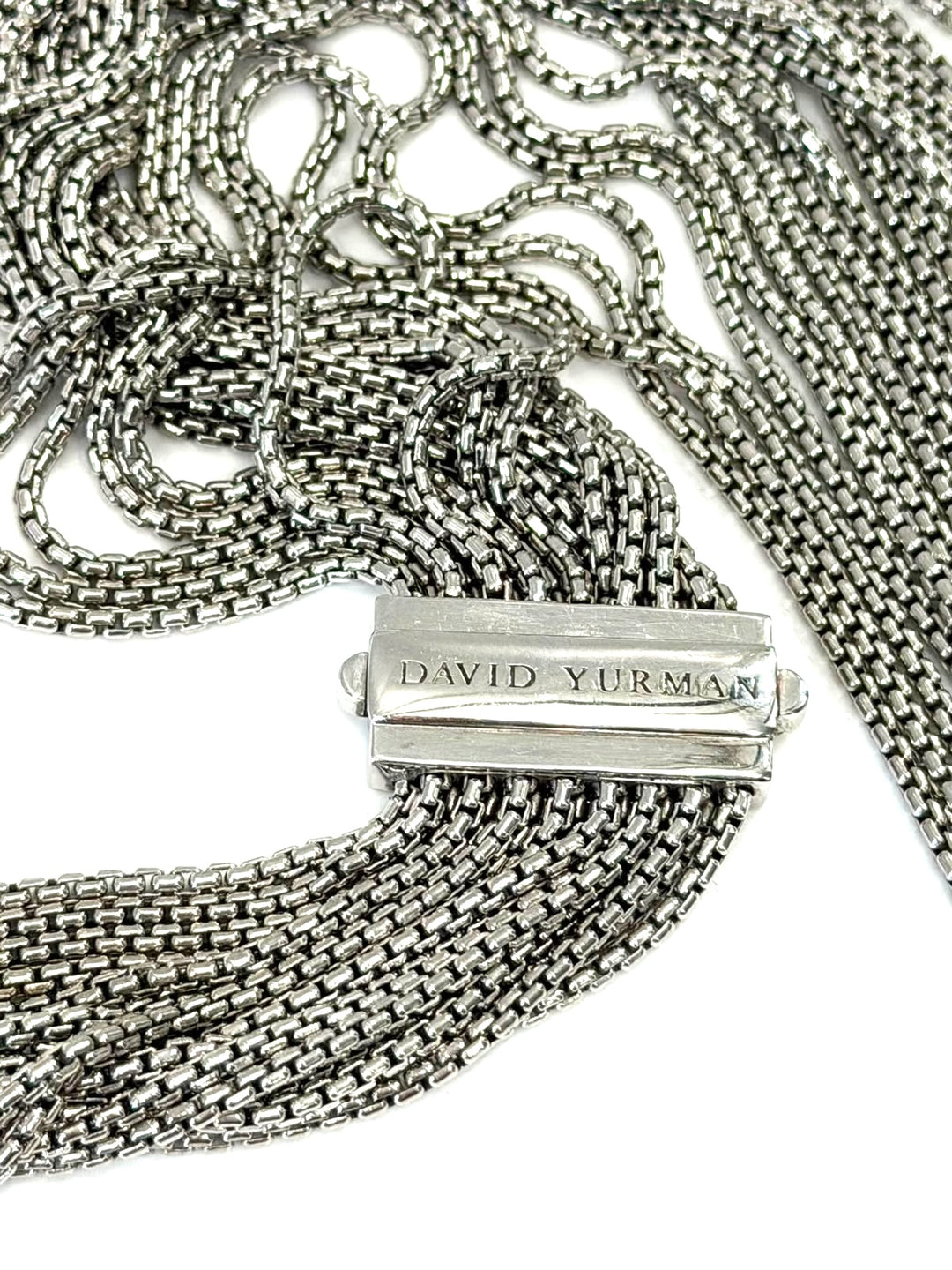 DAVID YURMAN DIAMOND STATION MULTI STRAND STERLING SILVER NECKLACE