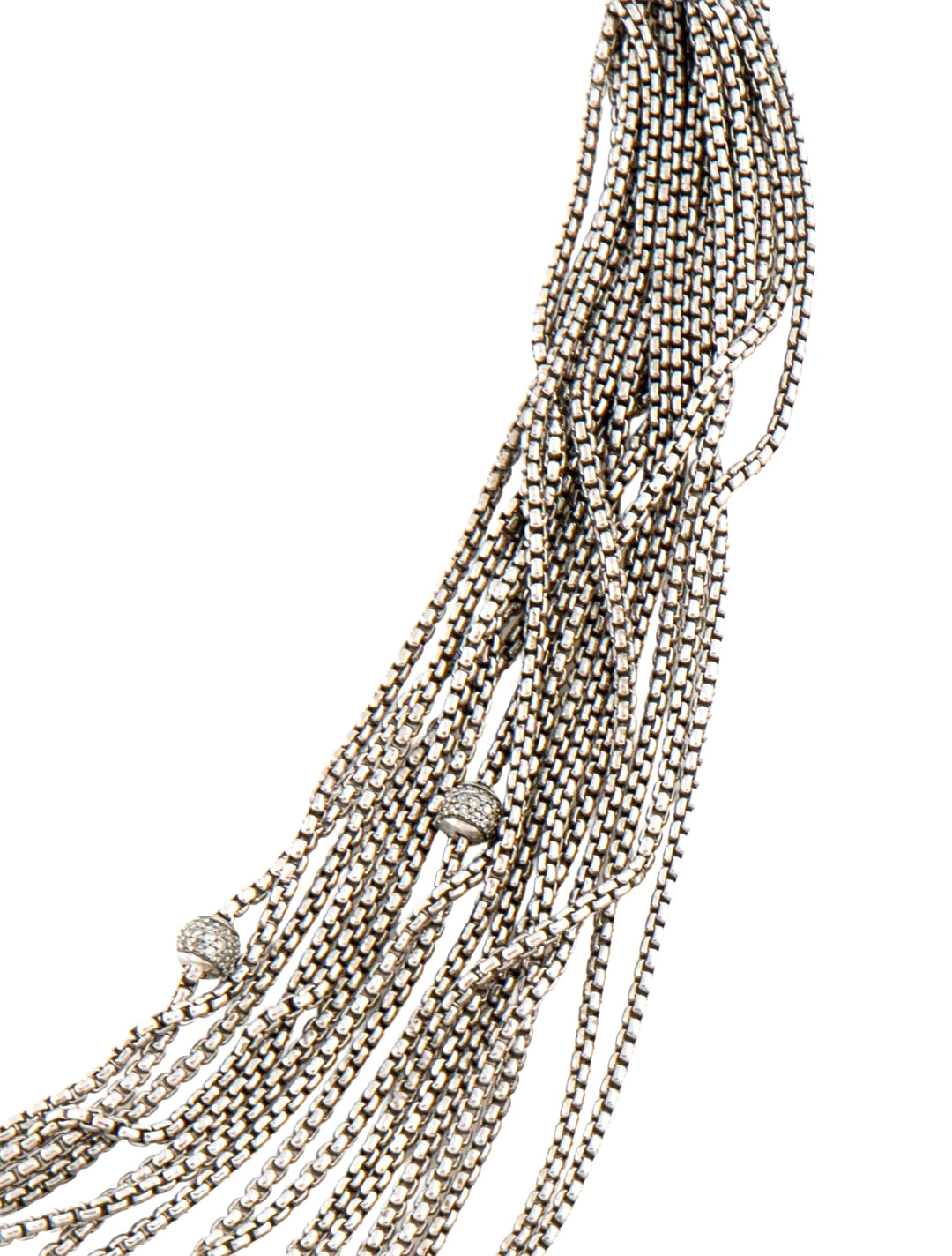 DAVID YURMAN DIAMOND STATION MULTI STRAND STERLING SILVER NECKLACE