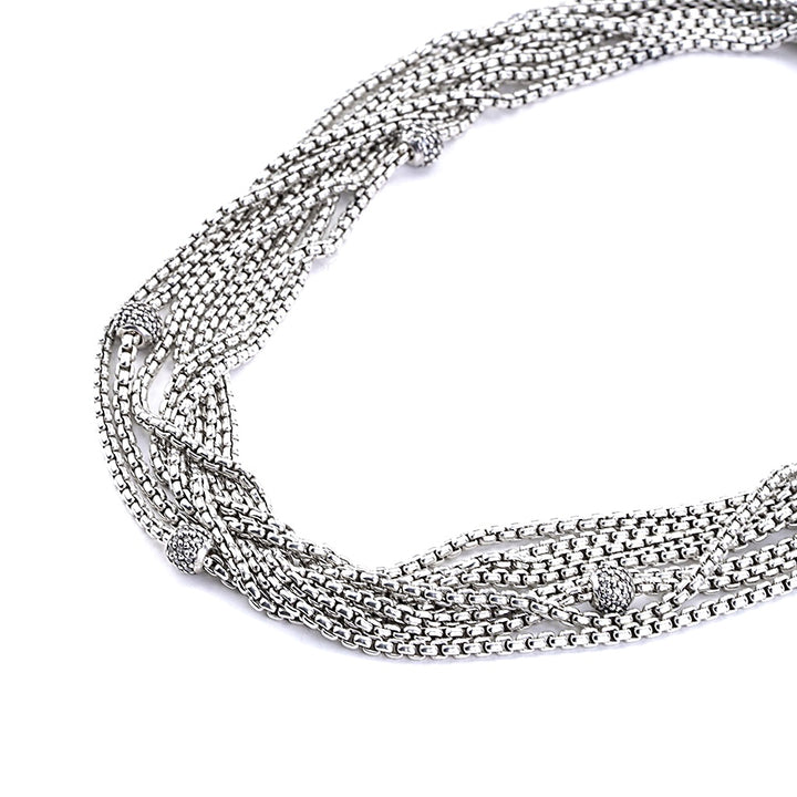 DAVID YURMAN DIAMOND STATION MULTI STRAND STERLING SILVER NECKLACE