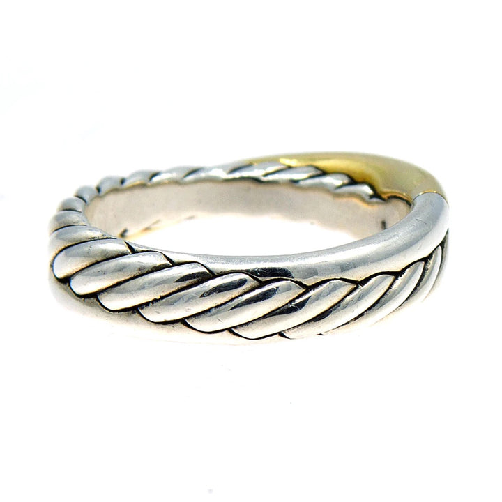 DAVID YURMAN STERLING SILVER 18K GOLD CROSSOVER BAND RING