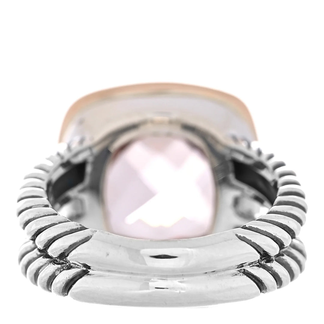 D.Y STERLING SILVER &amp; 18K ROSE GOLD MORGANITE DIAMOND ALBION RING