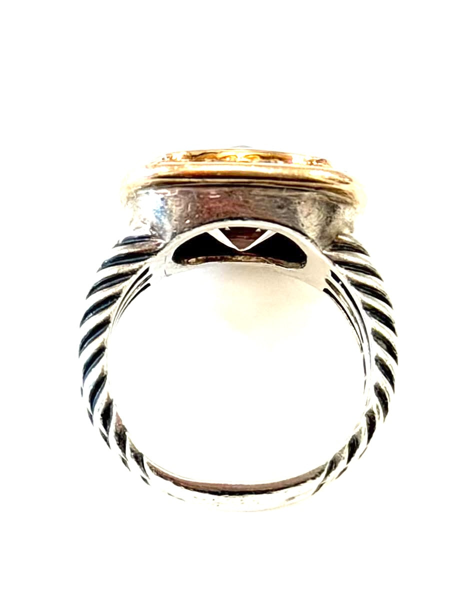 D.Y STERLING SILVER &amp; 18K ROSE GOLD MORGANITE DIAMOND ALBION RING