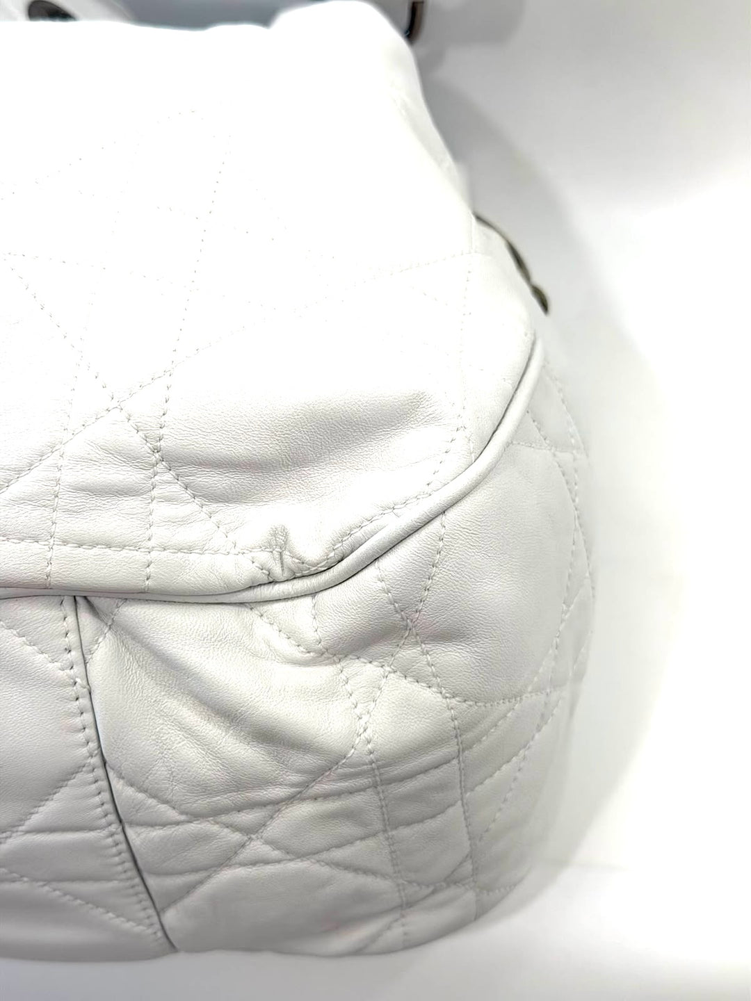 DIOR CANNAGE QUILTED LAMBSKIN LEATHER DRAWSTRING BUCKET BAG