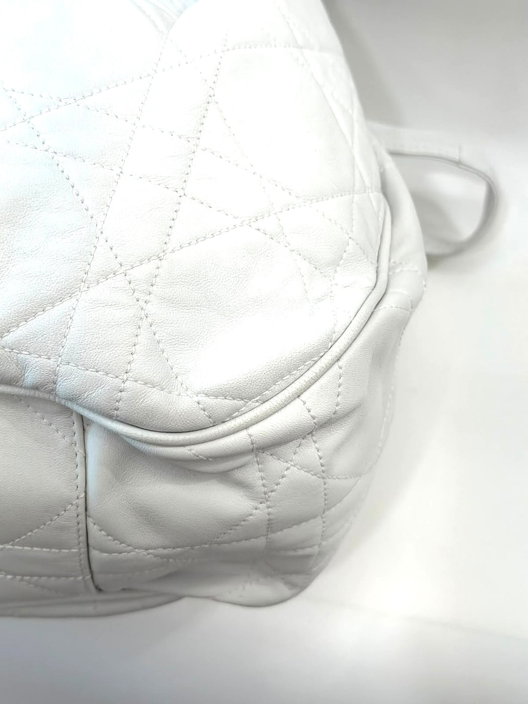 DIOR CANNAGE QUILTED LAMBSKIN LEATHER DRAWSTRING BUCKET BAG