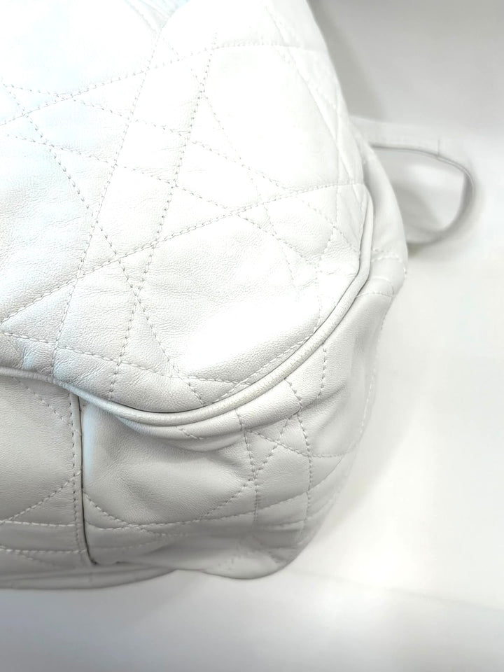 DIOR CANNAGE QUILTED LAMBSKIN LEATHER DRAWSTRING BUCKET BAG