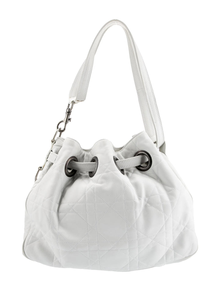 DIOR CANNAGE QUILTED LAMBSKIN LEATHER DRAWSTRING BUCKET BAG