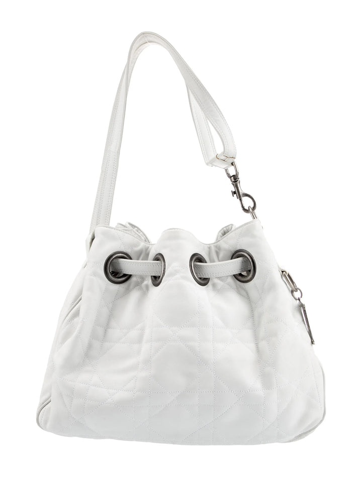 DIOR CANNAGE QUILTED LAMBSKIN LEATHER DRAWSTRING BUCKET BAG