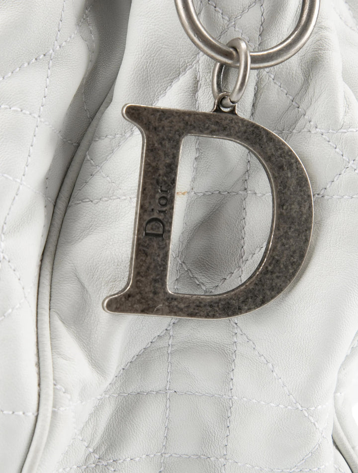 DIOR CANNAGE QUILTED LAMBSKIN LEATHER DRAWSTRING BUCKET BAG