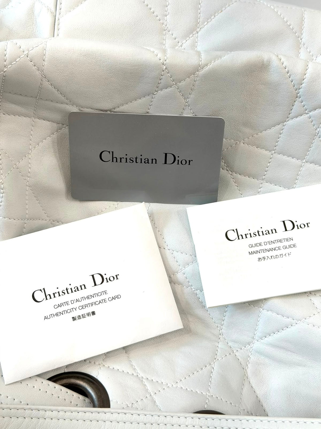 DIOR CANNAGE QUILTED LAMBSKIN LEATHER DRAWSTRING BUCKET BAG