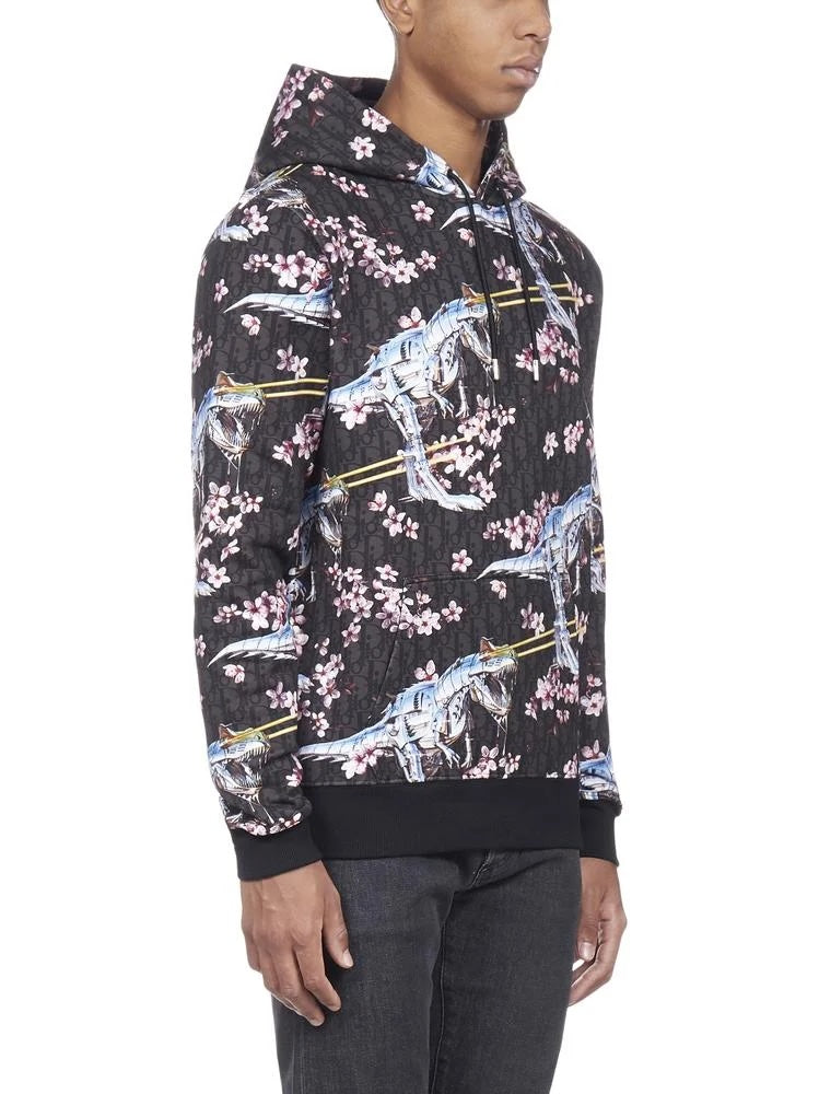 DIOR HOMME X SORAYAMA FLORAL DINOSAUR PRINT OBLIQUE HOODIE