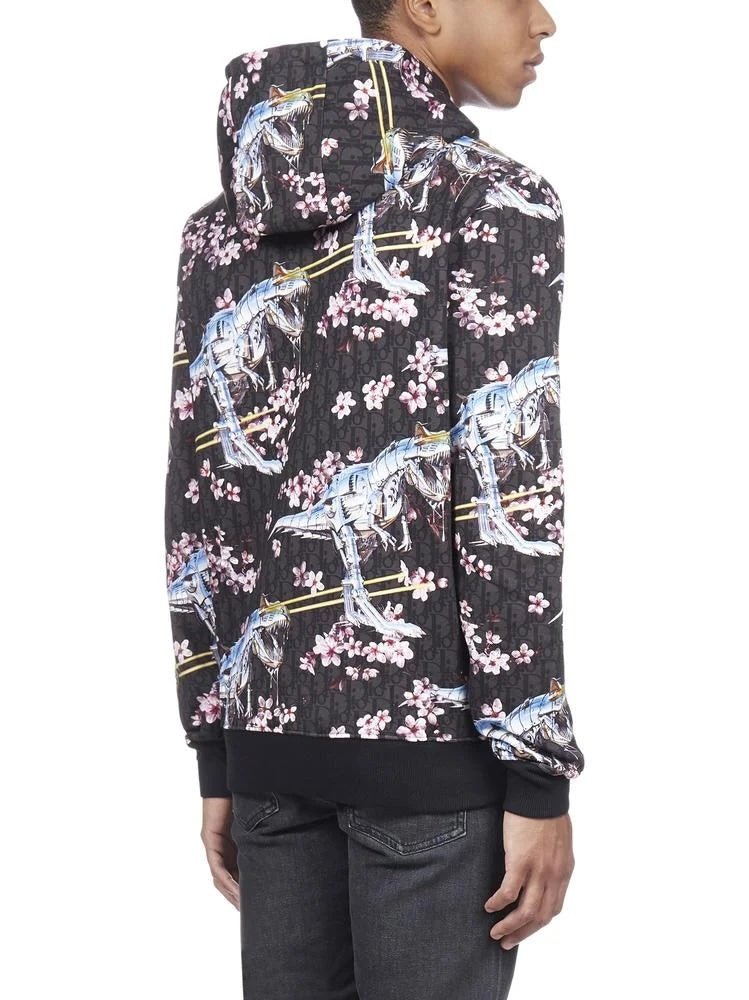 DIOR HOMME X SORAYAMA FLORAL DINOSAUR PRINT OBLIQUE HOODIE