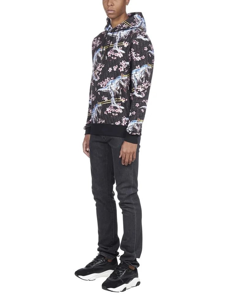DIOR HOMME X SORAYAMA FLORAL DINOSAUR PRINT OBLIQUE HOODIE