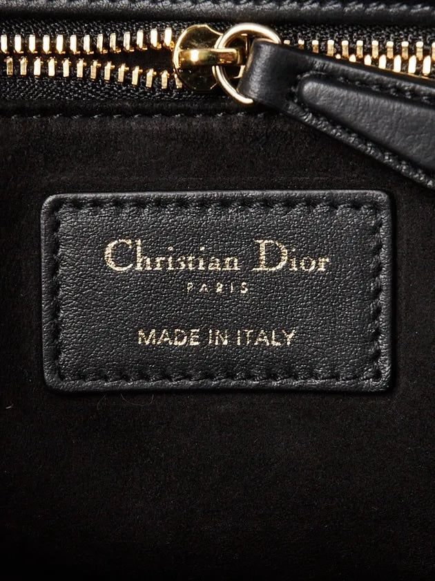 DIOR LADY DIOR CANNAGE SUEDE &amp; LAMBSKIN BEADED SMALL HANDBAG