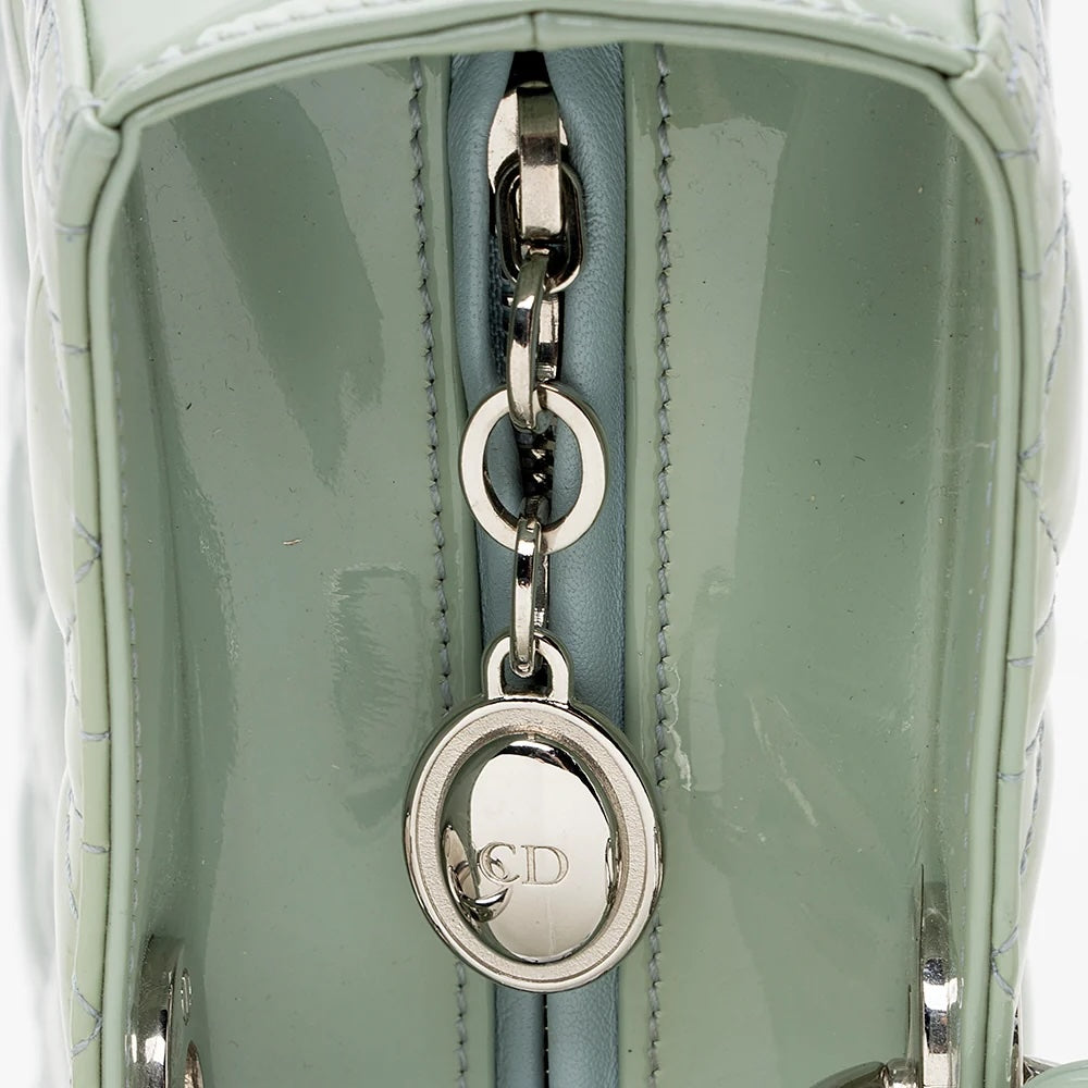 DIOR LADY DIOR  CANNAGE LARGE PATENT CALF LEATHER TOTE BAG