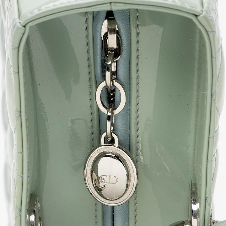 DIOR LADY DIOR  CANNAGE LARGE PATENT CALF LEATHER TOTE BAG