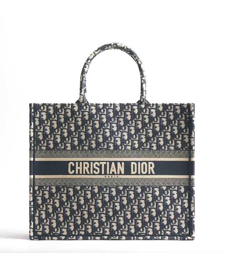 CHRISTIAN DIOR OBLIQUE EMBROIDERY LARGE BOOK TOTE BAG