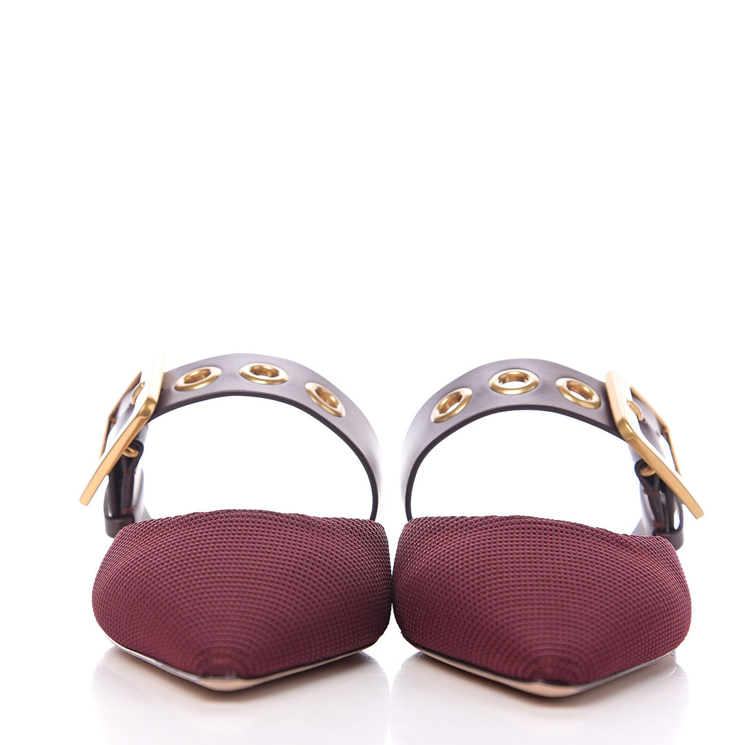CHRISTIAN DIOR TWO-TONE TECHNICAL FABRIC &amp; LEATHER D-DIOR FLAT MULES