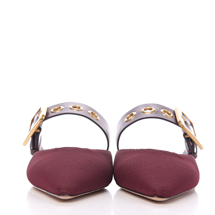 CHRISTIAN DIOR TWO-TONE TECHNICAL FABRIC &amp; LEATHER D-DIOR FLAT MULES