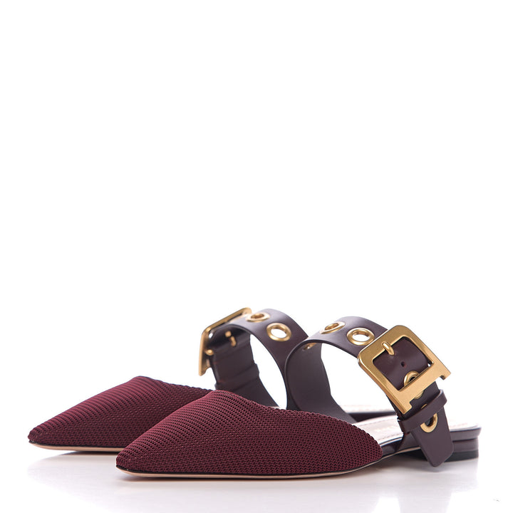 CHRISTIAN DIOR TWO-TONE TECHNICAL FABRIC &amp; LEATHER D-DIOR FLAT MULES