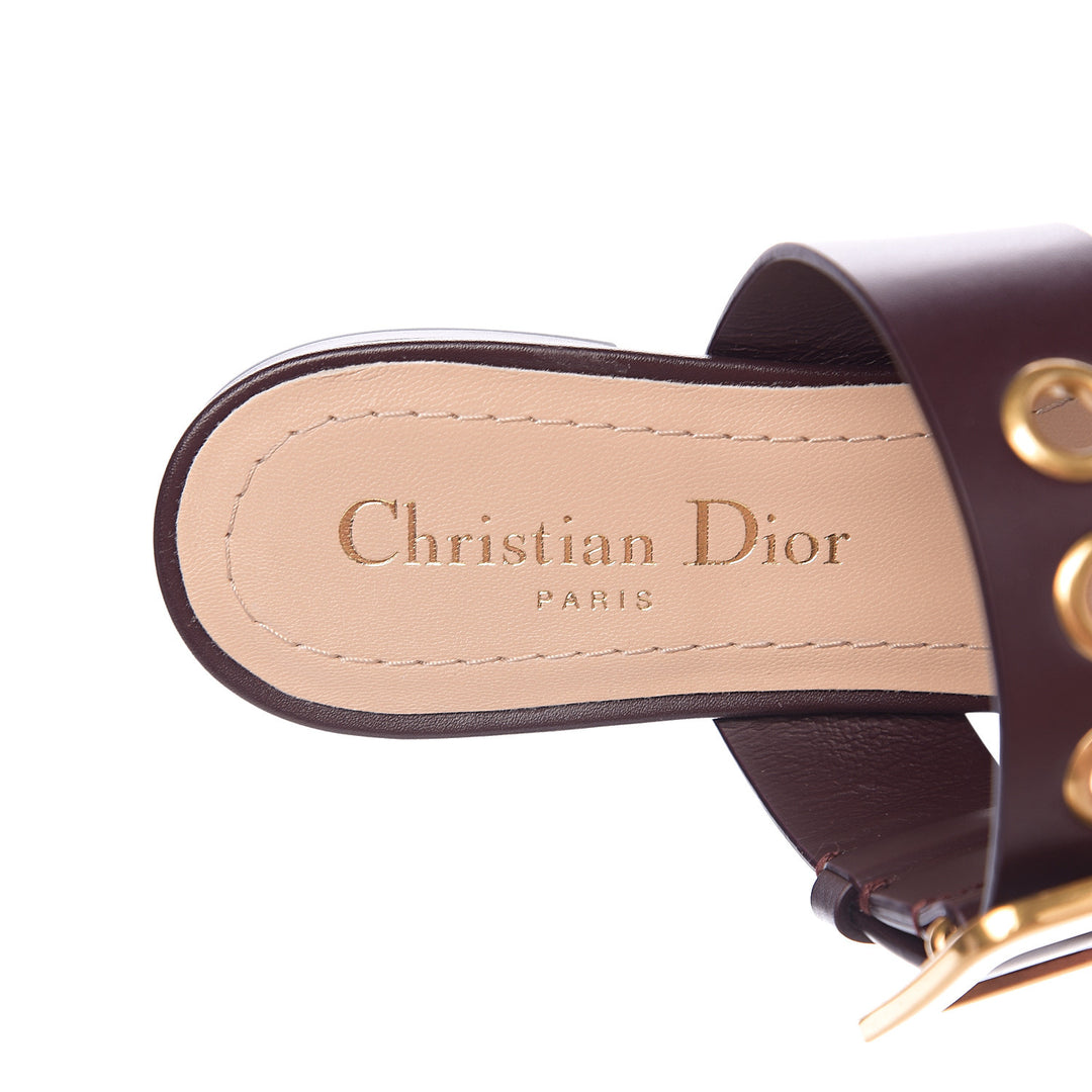 CHRISTIAN DIOR TWO-TONE TECHNICAL FABRIC &amp; LEATHER D-DIOR FLAT MULES