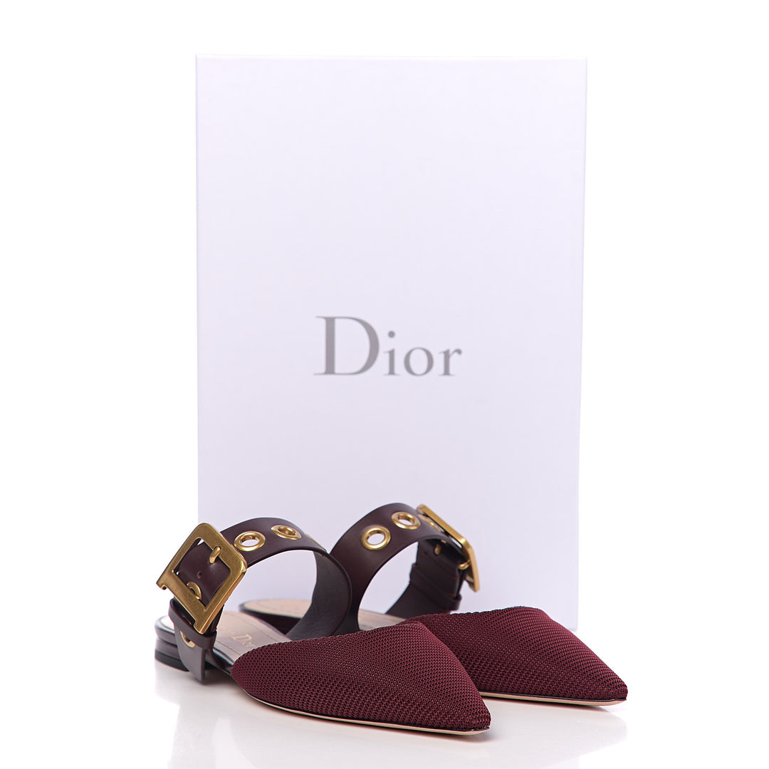 CHRISTIAN DIOR TWO-TONE TECHNICAL FABRIC &amp; LEATHER D-DIOR FLAT MULES
