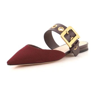 CHRISTIAN DIOR TWO-TONE TECHNICAL FABRIC &amp; LEATHER D-DIOR FLAT MULES