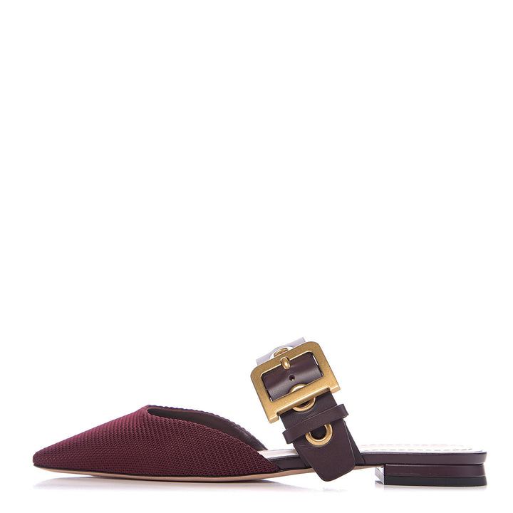 CHRISTIAN DIOR TWO-TONE TECHNICAL FABRIC &amp; LEATHER D-DIOR FLAT MULES