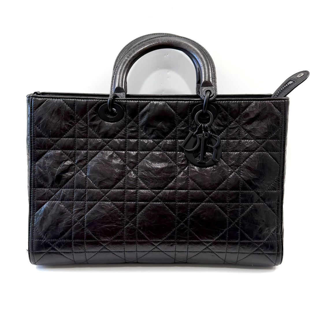 DIOR ULTRA MATTE LADY D-SIRE MACROCANNAGE CRINKLED CALFSKIN LARGE TOTE