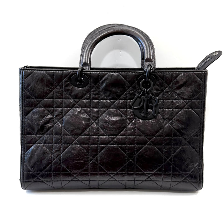 DIOR ULTRA MATTE LADY D-SIRE MACROCANNAGE CRINKLED CALFSKIN LARGE TOTE