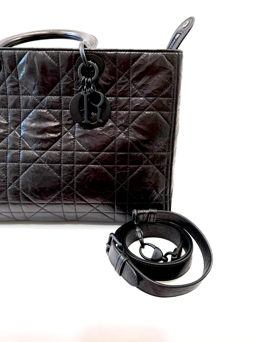 DIOR ULTRA MATTE LADY D-SIRE MACROCANNAGE CRINKLED CALFSKIN LARGE TOTE