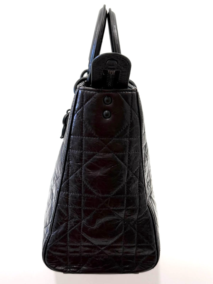 DIOR ULTRA MATTE LADY D-SIRE MACROCANNAGE CRINKLED CALFSKIN LARGE TOTE