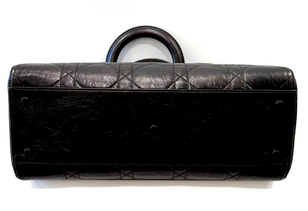 DIOR ULTRA MATTE LADY D-SIRE MACROCANNAGE CRINKLED CALFSKIN LARGE TOTE