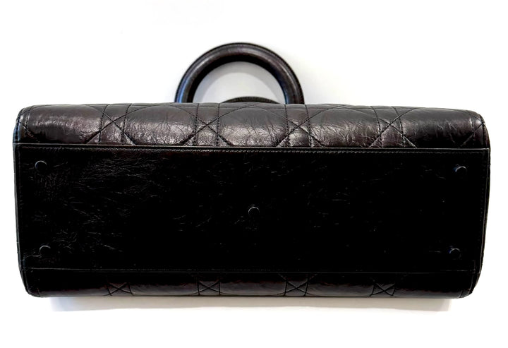 DIOR ULTRA MATTE LADY D-SIRE MACROCANNAGE CRINKLED CALFSKIN LARGE TOTE