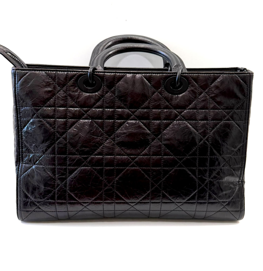DIOR ULTRA MATTE LADY D-SIRE MACROCANNAGE CRINKLED CALFSKIN LARGE TOTE