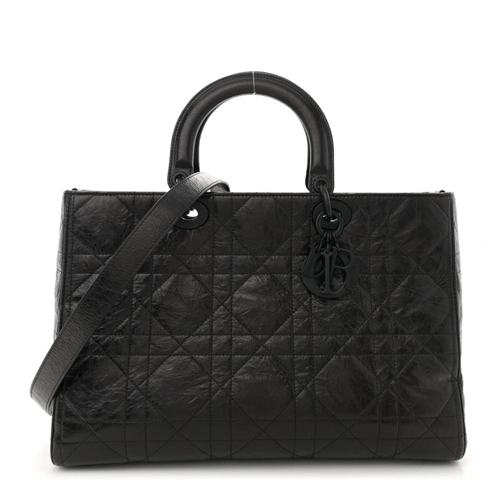 DIOR ULTRA MATTE LADY D-SIRE MACROCANNAGE CRINKLED CALFSKIN LARGE TOTE